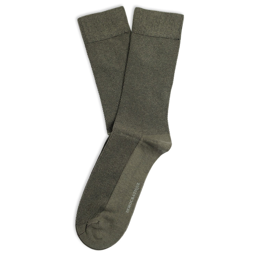 Originals Champagne Pique Socks Army Green - Democratique Socks
