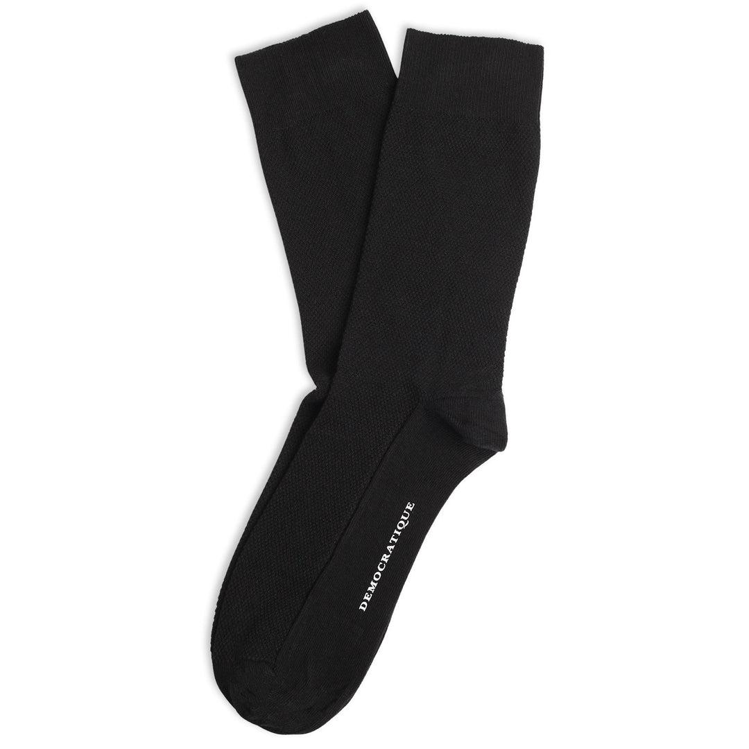Originals Champagne Pique Organic Cotton Black - Democratique Socks
