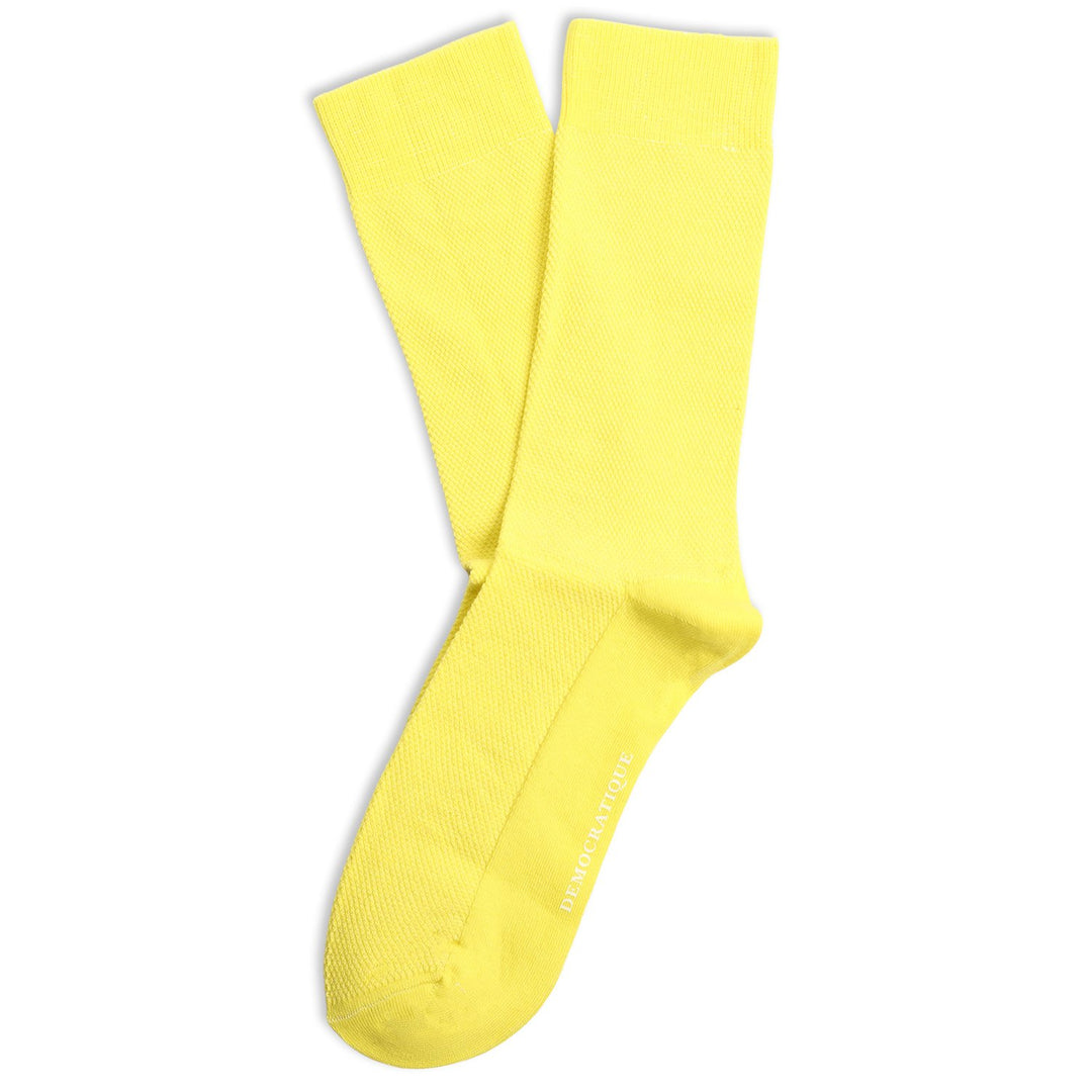 Originals Champagne Pique Socks Bright Yellow - Democratique Socks