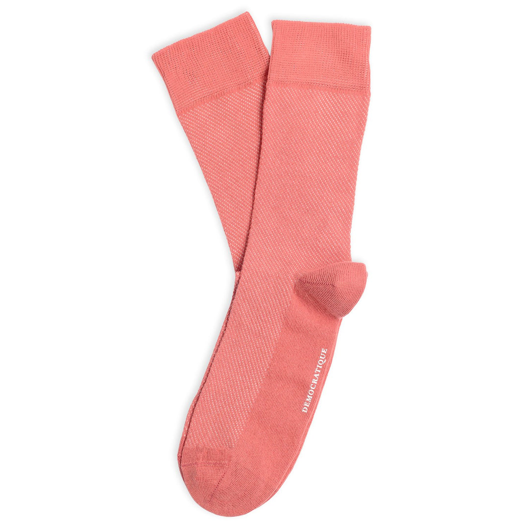Originals Champagne Pique Socks Coral Lipstick - Democratique Socks
