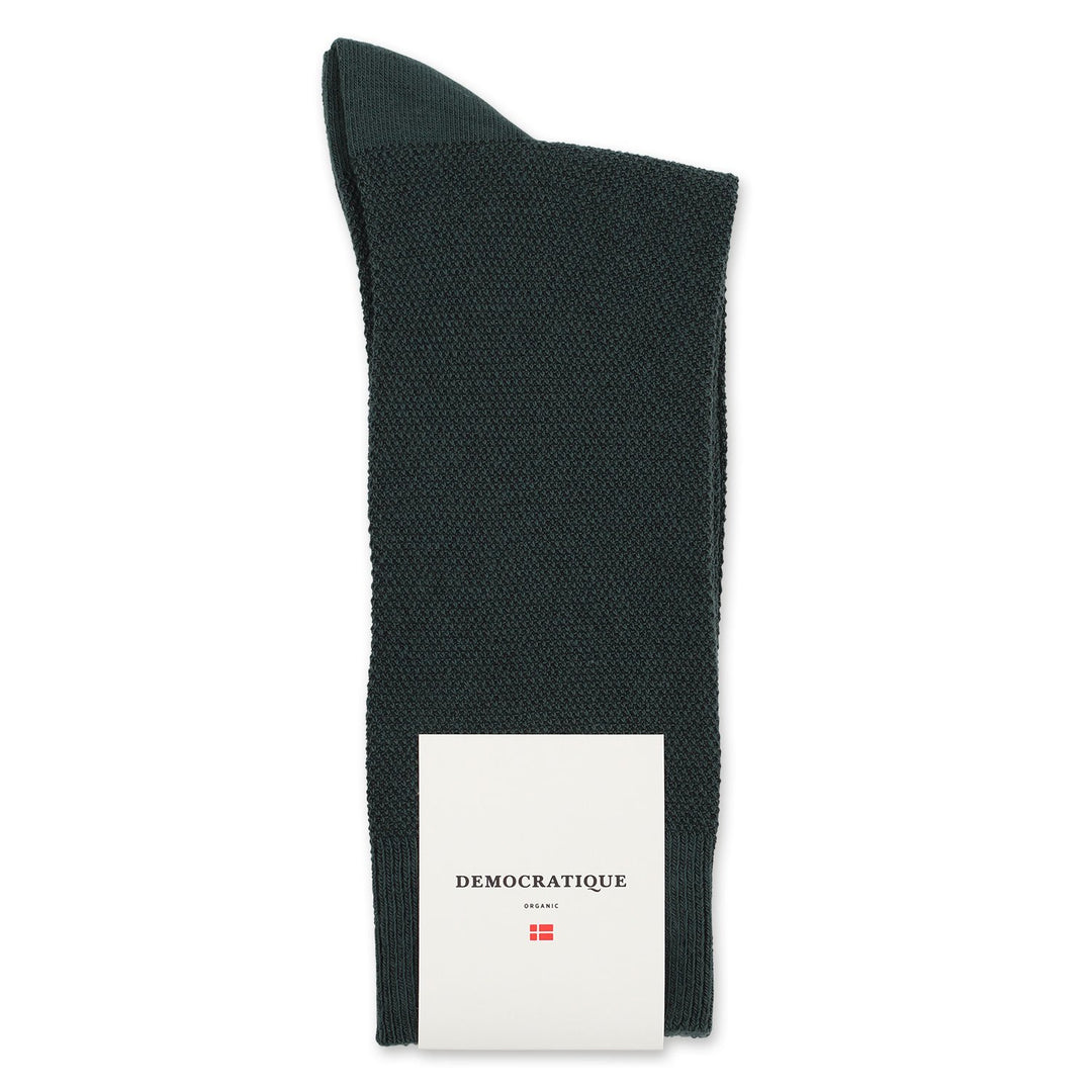 Democratique Socks Originals Champagne Pique Forest Green - Democratique Socks