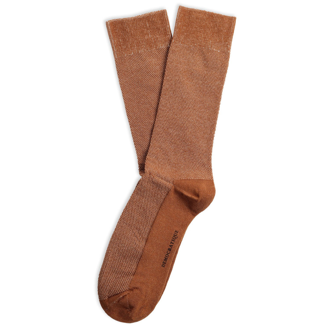 Originals Champagne Pique Socks Hot Nutshell Brown - Democratique Socks