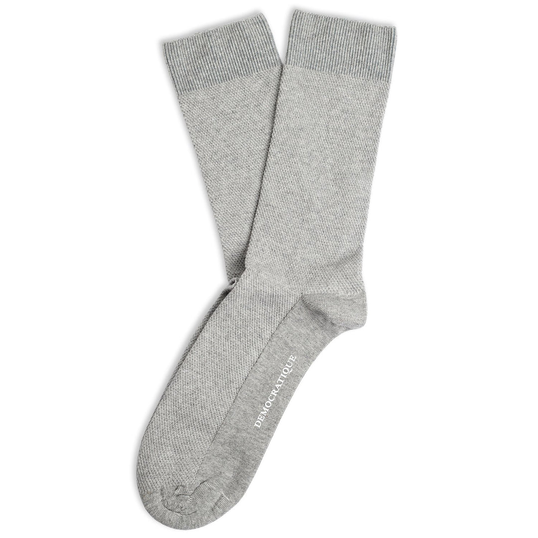 Democratique Socks Originals Champagne Pique Light Grey Melange - Democratique Socks