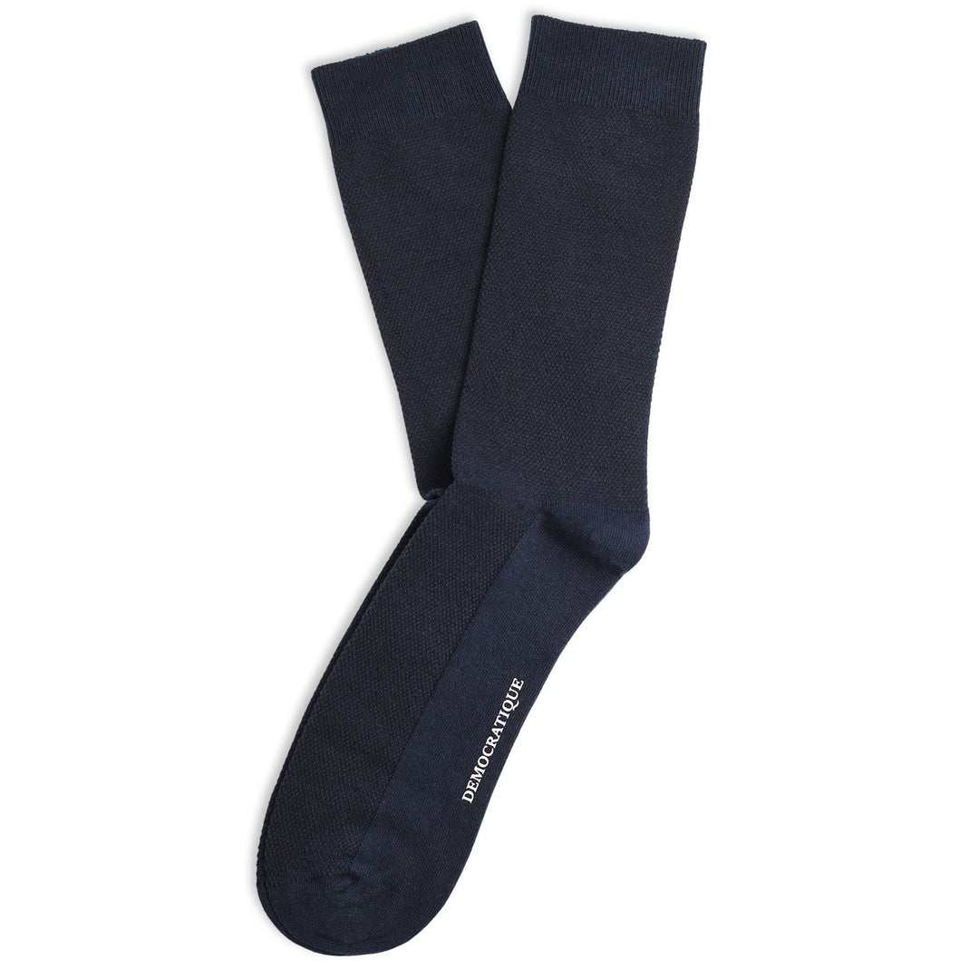 Democratique Socks Originals Champagne Pique Organic Cotton Navy - Democratique Socks
