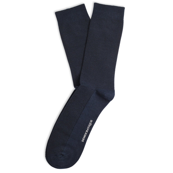Democratique Socks Originals Champagne Pique Organic Cotton Navy - Democratique Socks