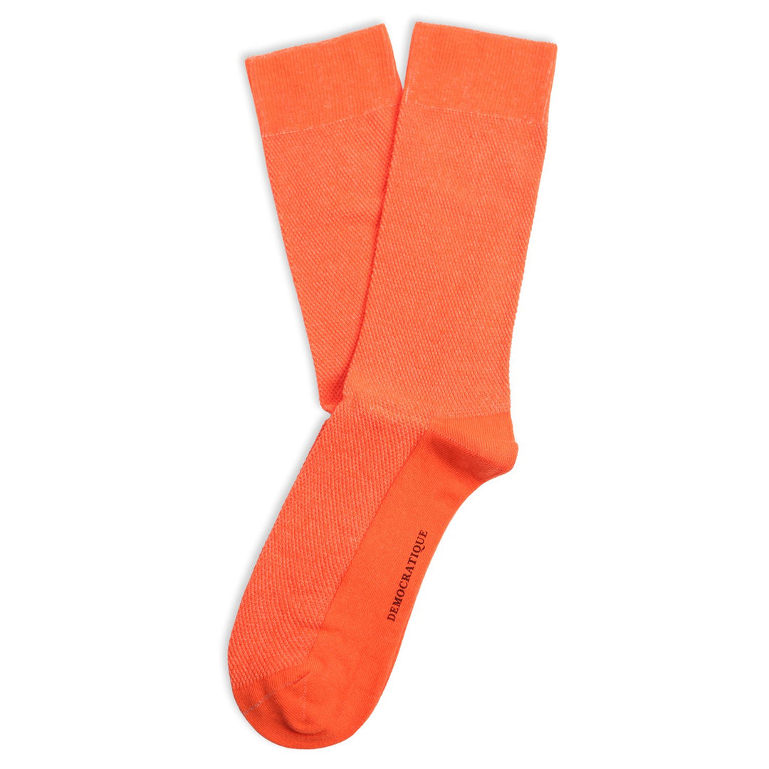 Originals Champagne Pique Socks Pumpkin Orange - Democratique Socks