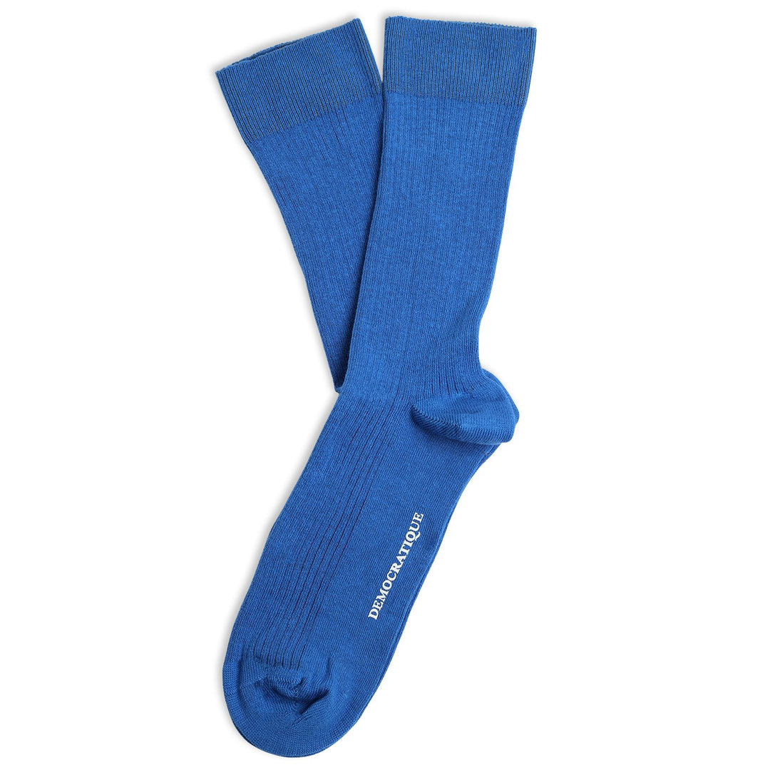 Democratique Socks Originals Fine Rib Organic Cotton Adams Blue - Democratique Socks