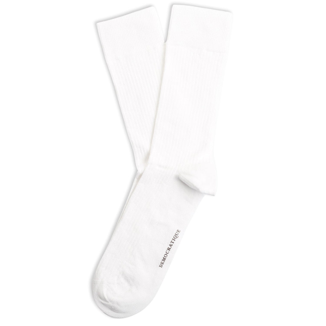 Originals Fine Rib Socks Clear White - Democratique Socks