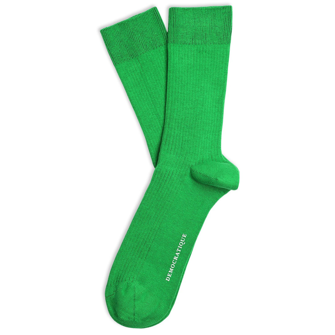 Democratique Socks Originals Fine Rib Organic Cotton Grass Green - Democratique Socks