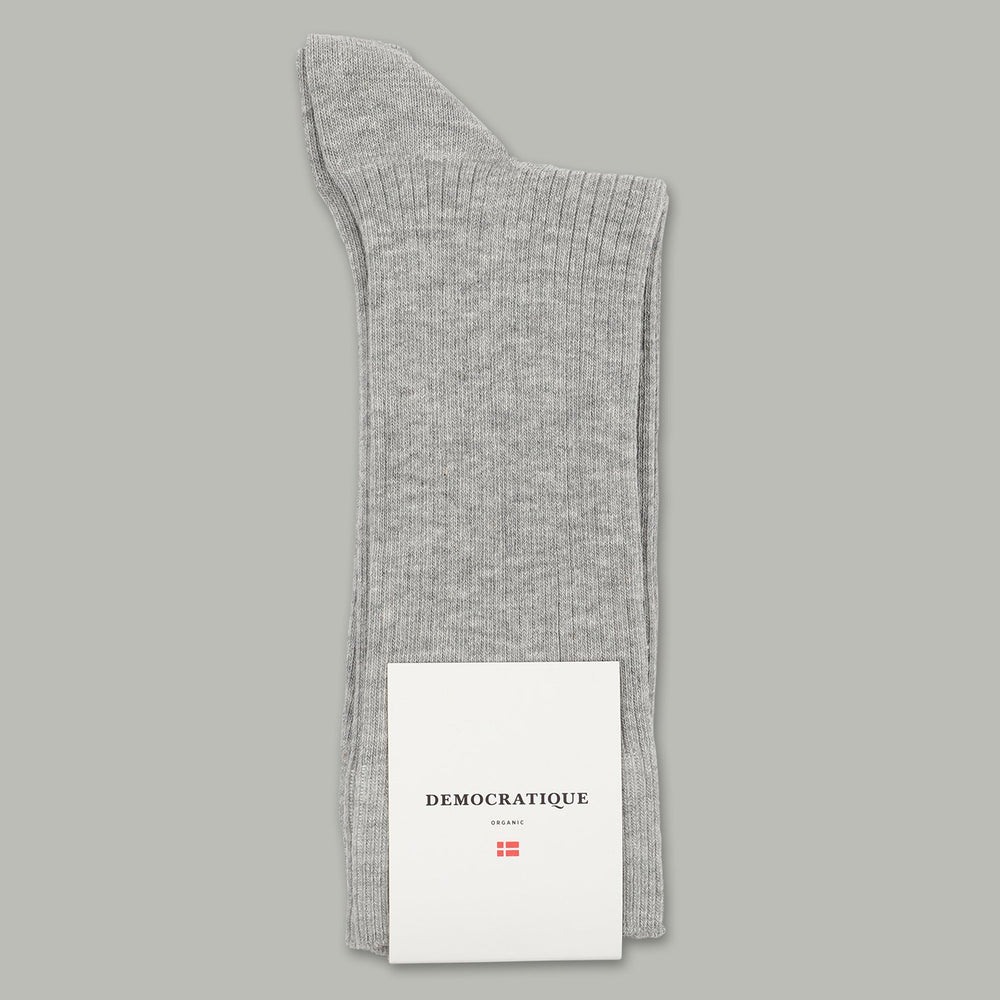 Democratique Socks Originals Fine Rib Light Grey Melange - Democratique Socks