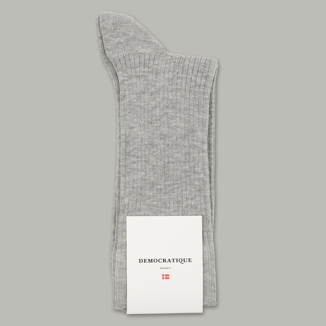 Democratique Socks Originals Fine Rib Light Grey Melange - Democratique Socks