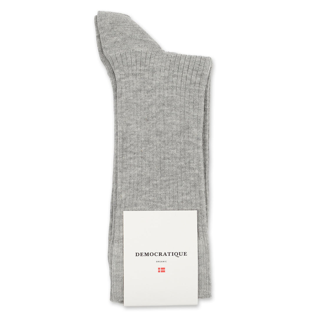 Democratique Socks Originals Fine Rib Light Grey Melange - Democratique Socks