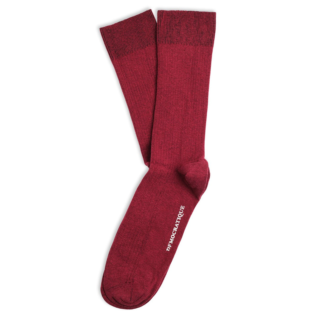 Democratique Socks Originals Fine Rib Organic Cotton Red Wine - Democratique Socks