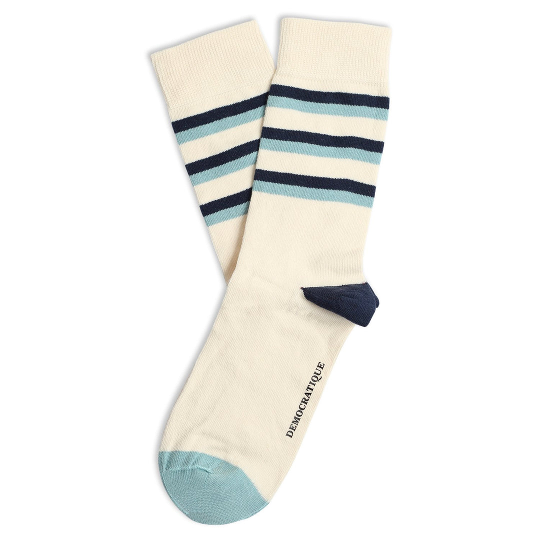 Originals Fine Striped Socks Off White / Navy / Irr - Democratique Socks