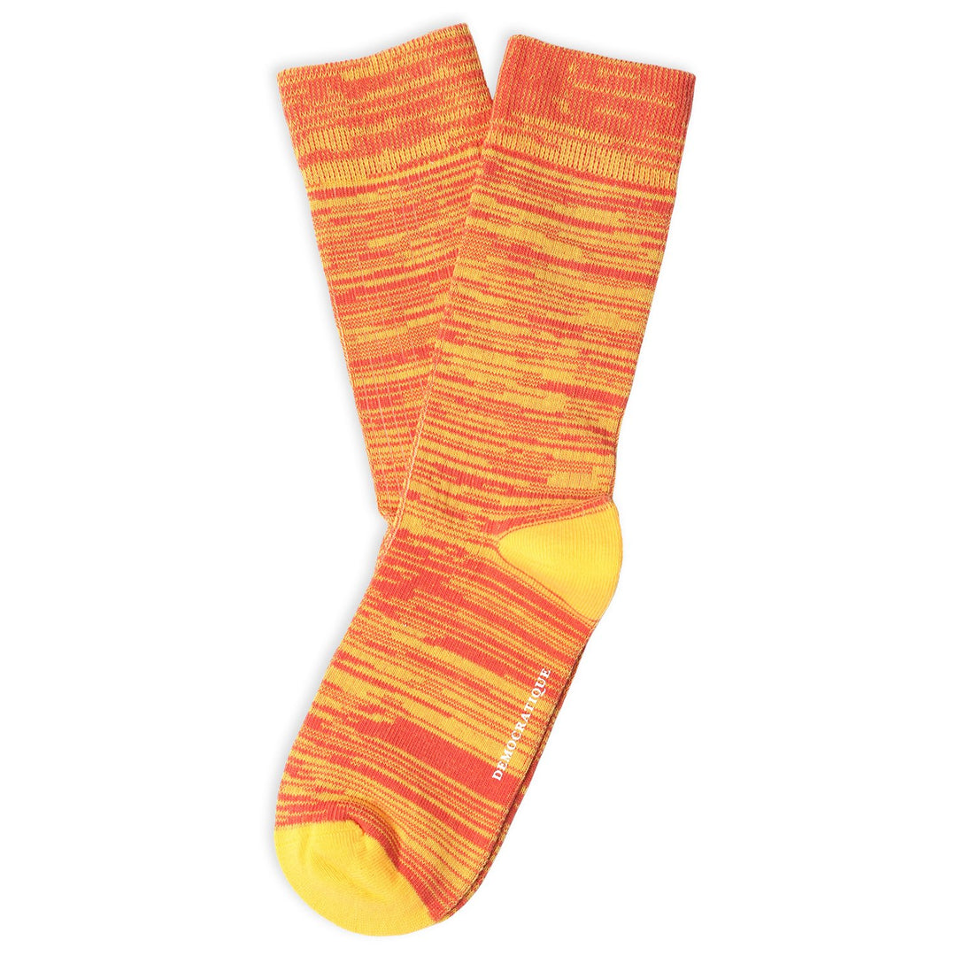 Originals Fine Rib Blur Socks Mellow Yellow / Coral Lipstick - Democratique Socks