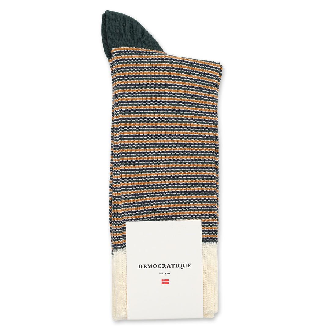 Democratique Socks Originals Ultralight Stripes Forrest Green / Honey / Navy / Off White - Democratique Socks