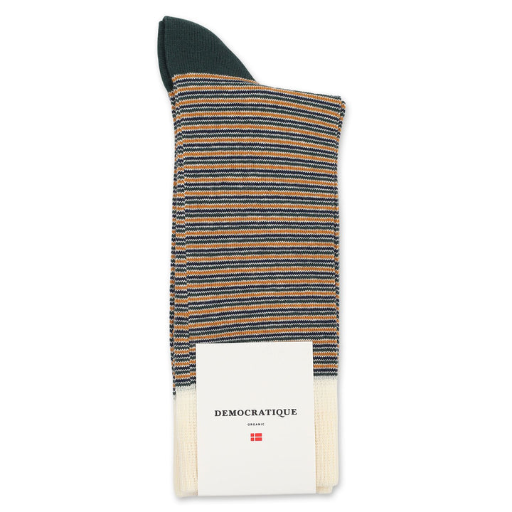Democratique Socks Originals Ultralight Stripes Forrest Green / Honey / Navy / Off White - Democratique Socks