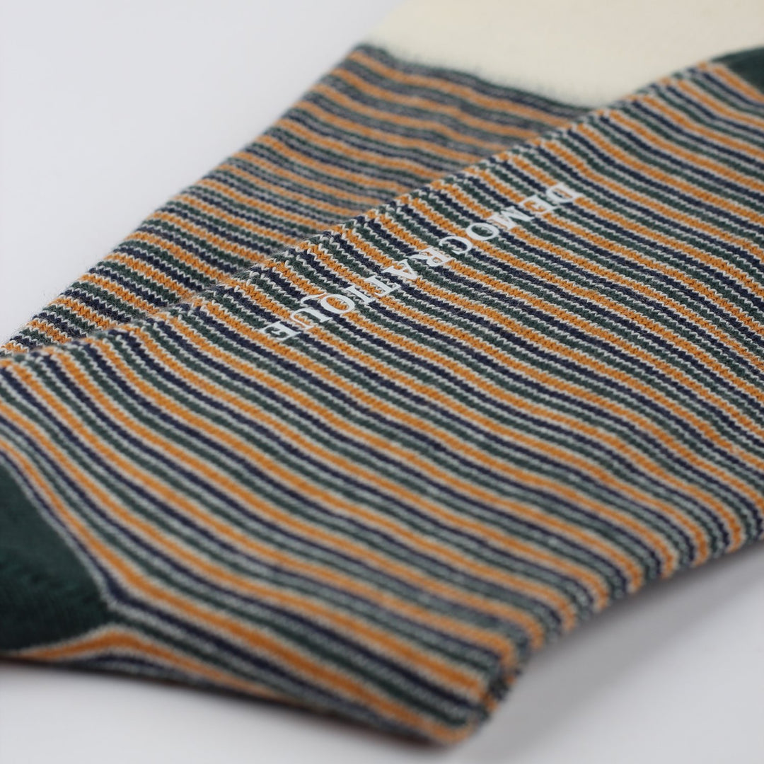 Democratique Socks Originals Ultralight Stripes Forrest Green / Honey / Navy / Off White - Democratique Socks