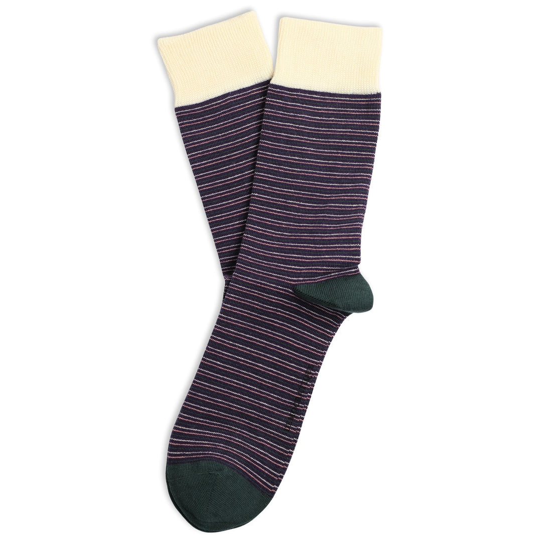 Originals Ultralight Stripes Organic Cotton Gribskov Plum / Off White / Forrest Green / Pale Pink - Democratique Socks