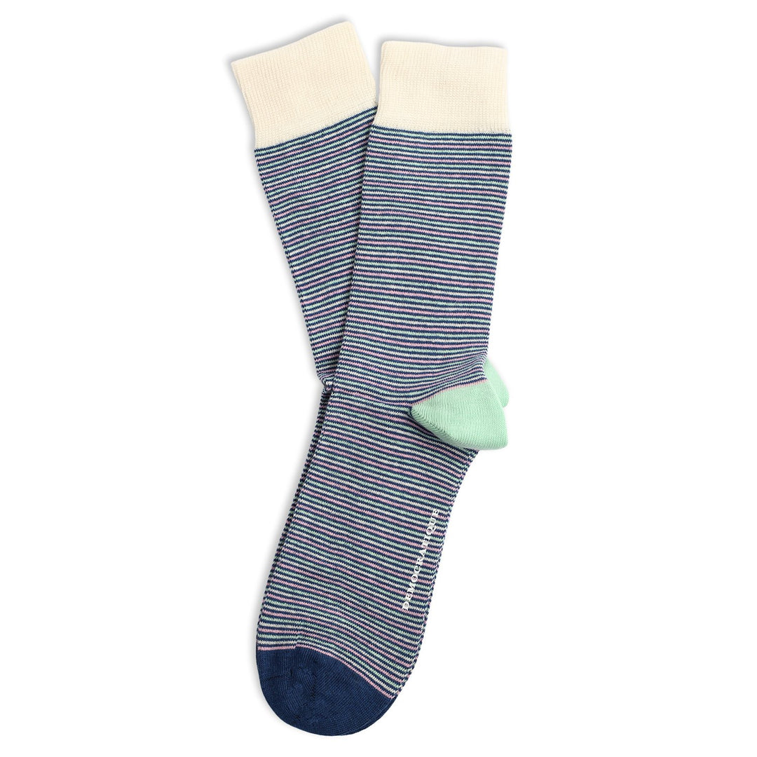Originals Ultralight Stripes New Blue / Off White / Pale Green / Soft Pink - Democratique Socks