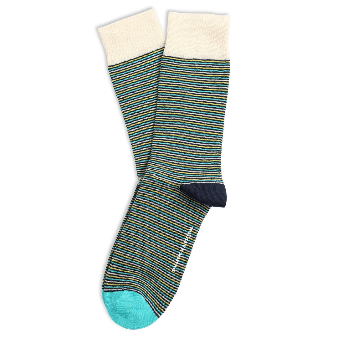 Originals Ultralight Stripes Socks Navy / Yellow Sun / Swimmingpool / Off White - Democratique Socks