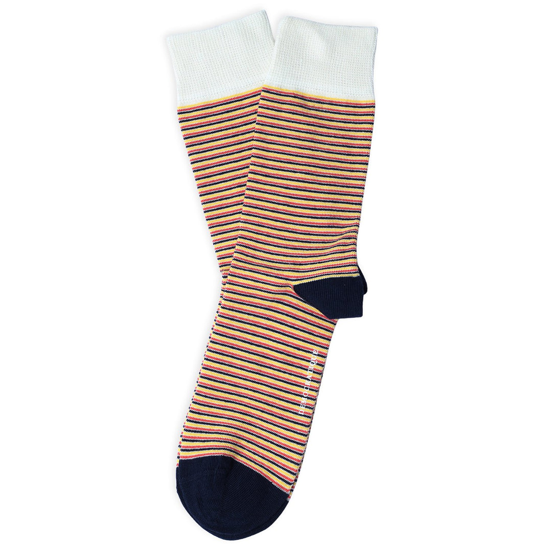 Originals Ultralight Stripes Organic Cotton Off White / Mellow Yellow / Coral Lipstick / Navy - Democratique Socks