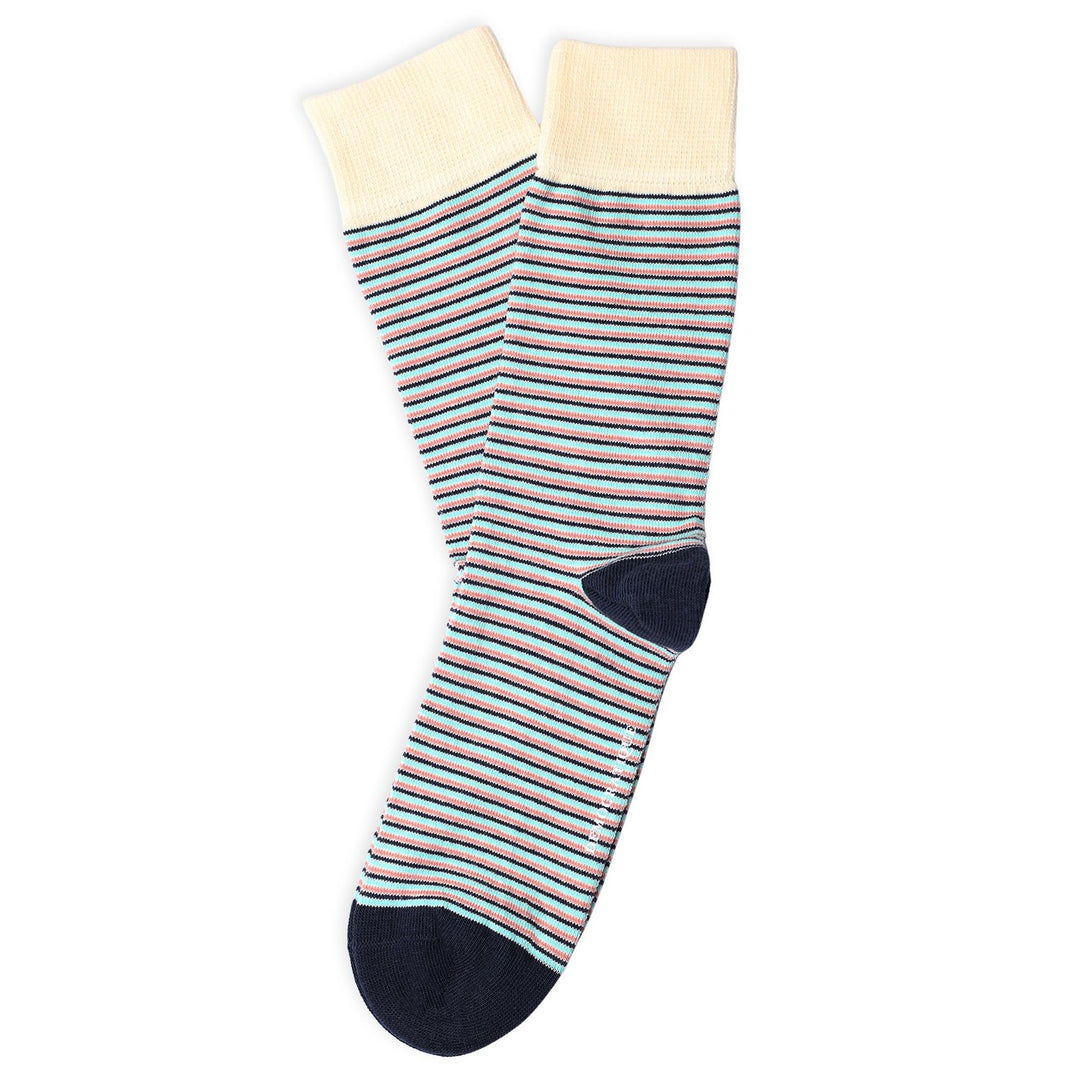 Originals Ultralight Stripes Organic Cotton Off White / New Blue / Poolside Green / Pale Pink - Democratique Socks