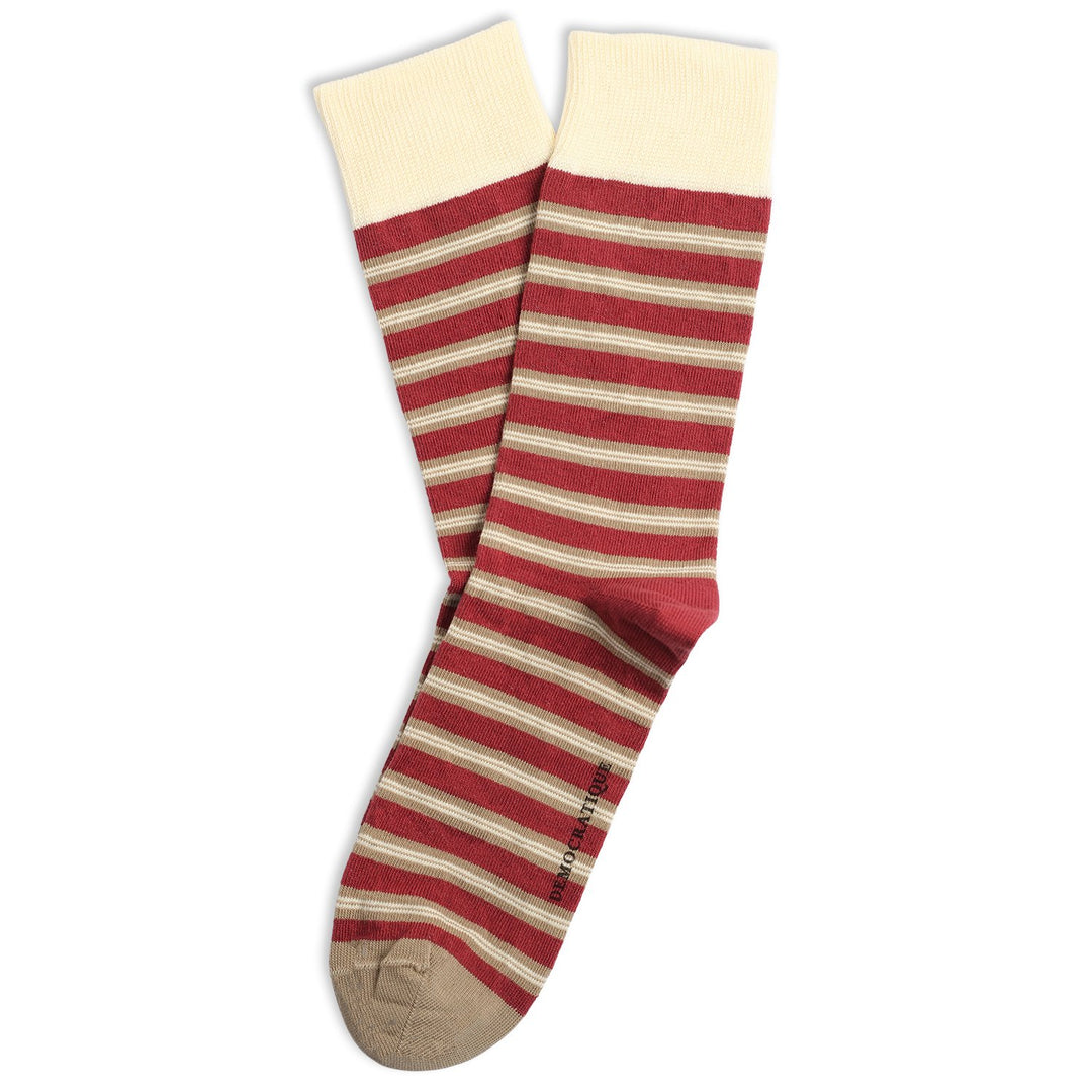 Originals Ultralight Power Stripes Organic Cotton Dyrehaven Rust / Off White / Khaki - Democratique Socks