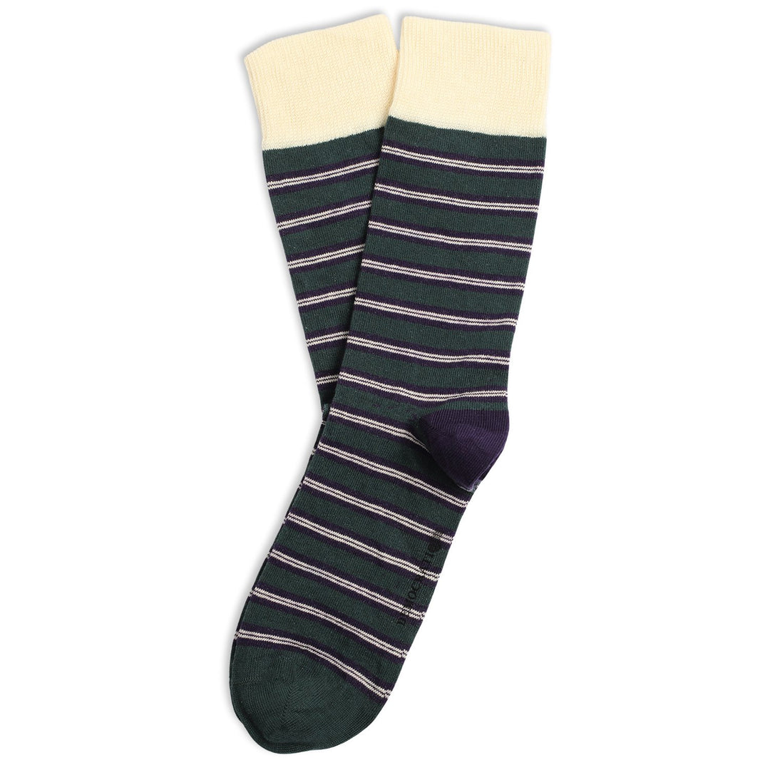 Originals Ultralight Power Stripes Organic Cotton Forrest Green / Gribskov Plum / Off White - Democratique Socks