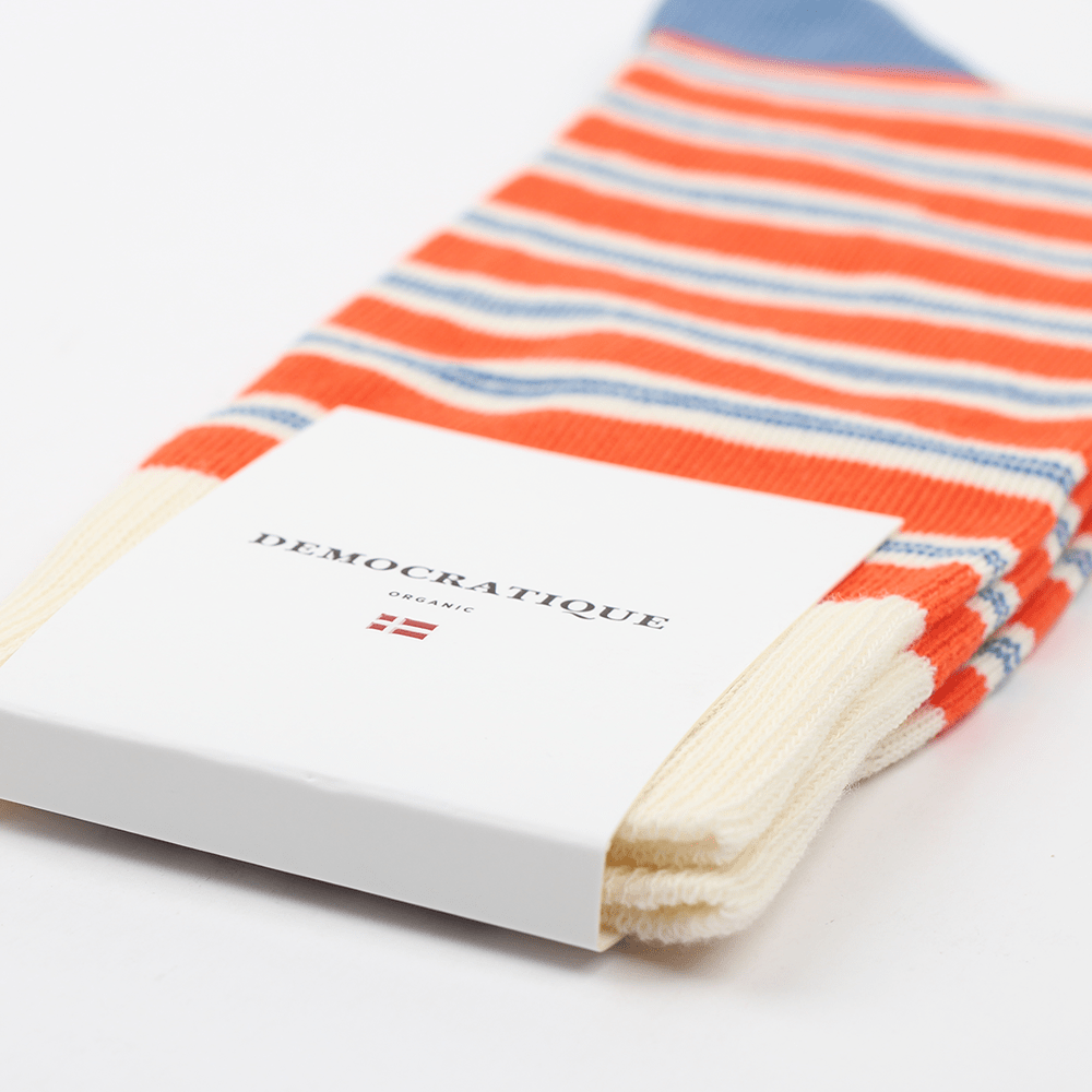 Originals Ultralight Power Stripes Pumpkin / Off White / Cold Blue - Democratique Socks