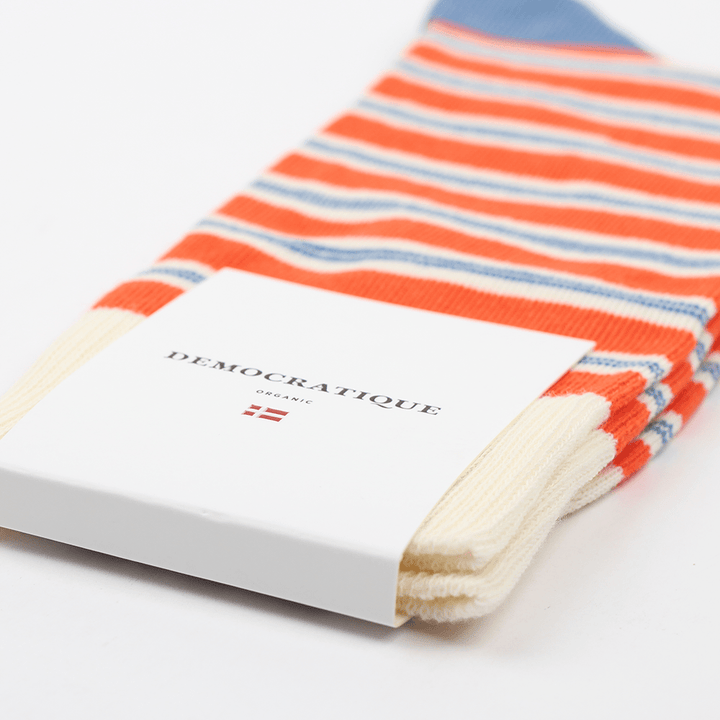 Originals Ultralight Power Stripes Pumpkin / Off White / Cold Blue - Democratique Socks