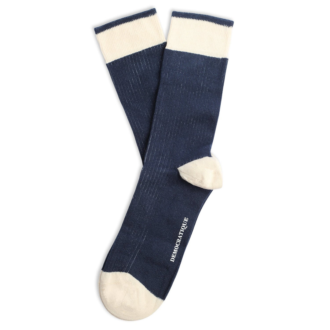 Originals Full Latitude Stripes Socks Off White / Navy - Democratique Socks