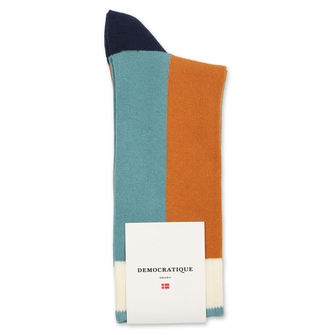 Democratique Socks Originals Block Stripes Honey / Cobalt Blue / Navy / Off White - Democratique Socks