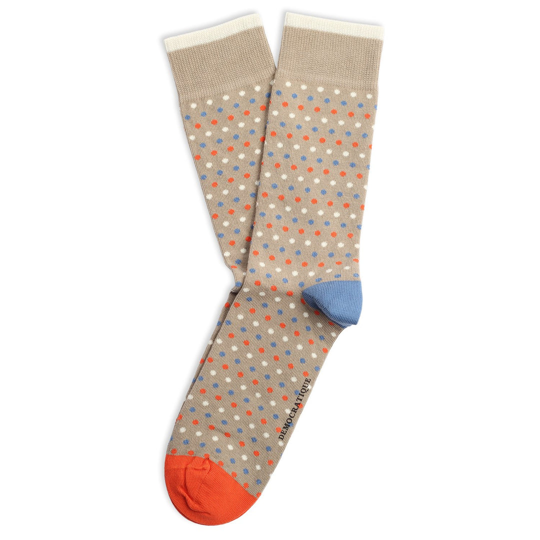 Originals Polkadot Socks Khaki / Off White / Cold Blue / Pumpkin - Democratique Socks