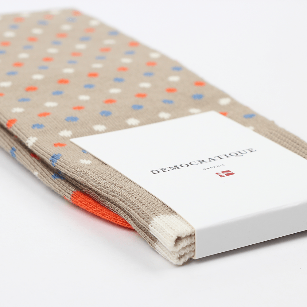 Originals Polkadot Socks Khaki / Off White / Cold Blue / Pumpkin - Democratique Socks