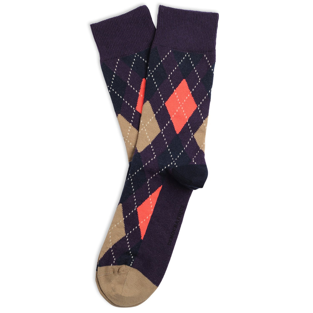 Originals Ourgyle Organic Cotton Gribskov Plum / Khaki / Watermelon / Navy / Off White - Democratique Socks