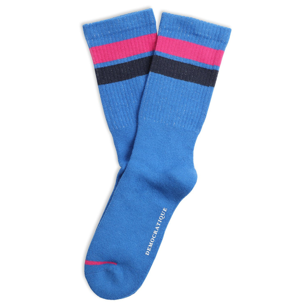 Athletique Classique Stripes Socks Adams Blue / Purplish Pink / Navy - Democratique Socks