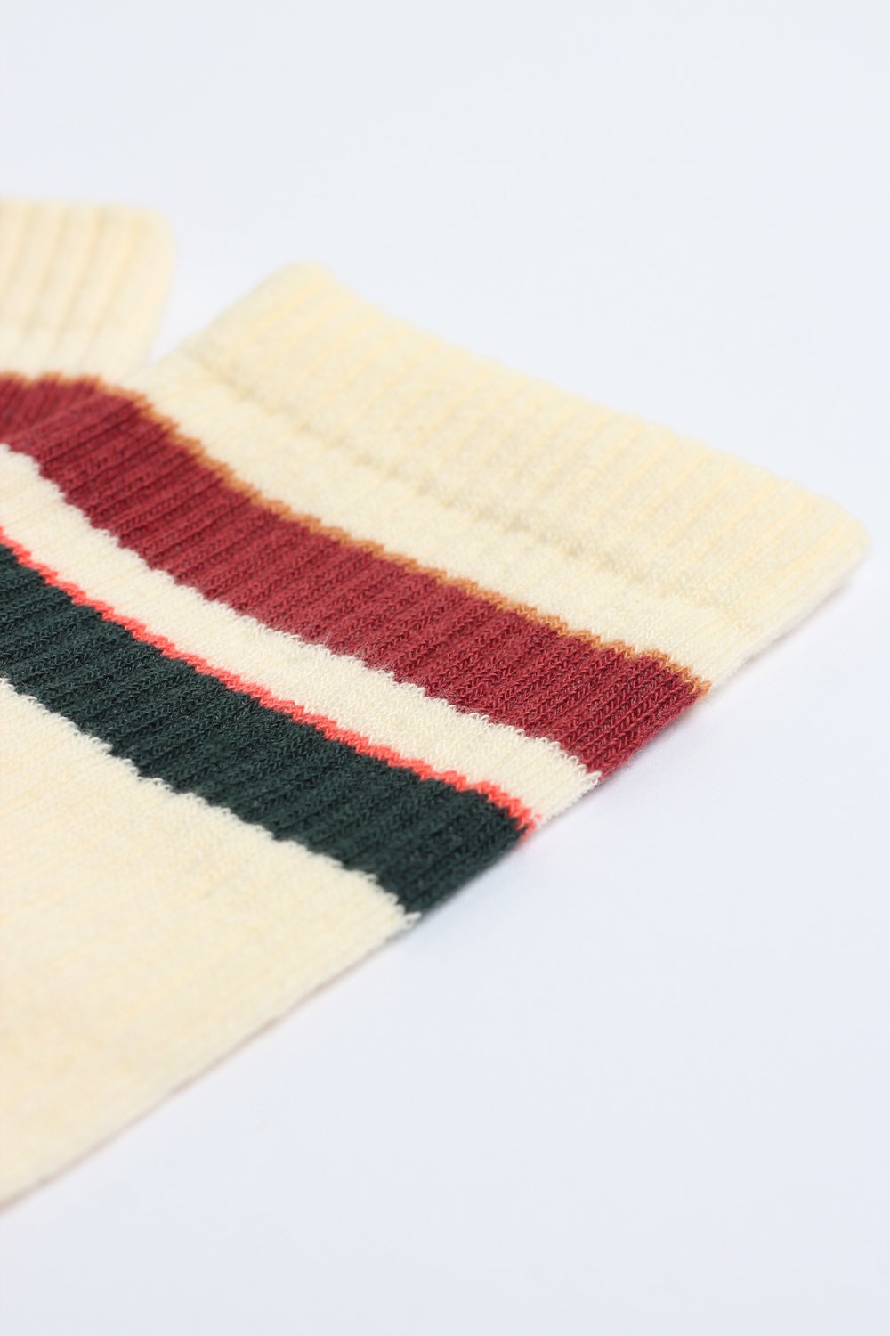 Athletique Classique Stripes+ Organic Cotton Off White / Dyrehaven Rust / Forrest Green - Democratique Socks
