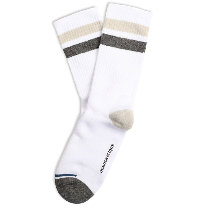 Athletique Classique Stripes Socks Clear White / Soft Grey / Stone / Benzin - Democratique Socks