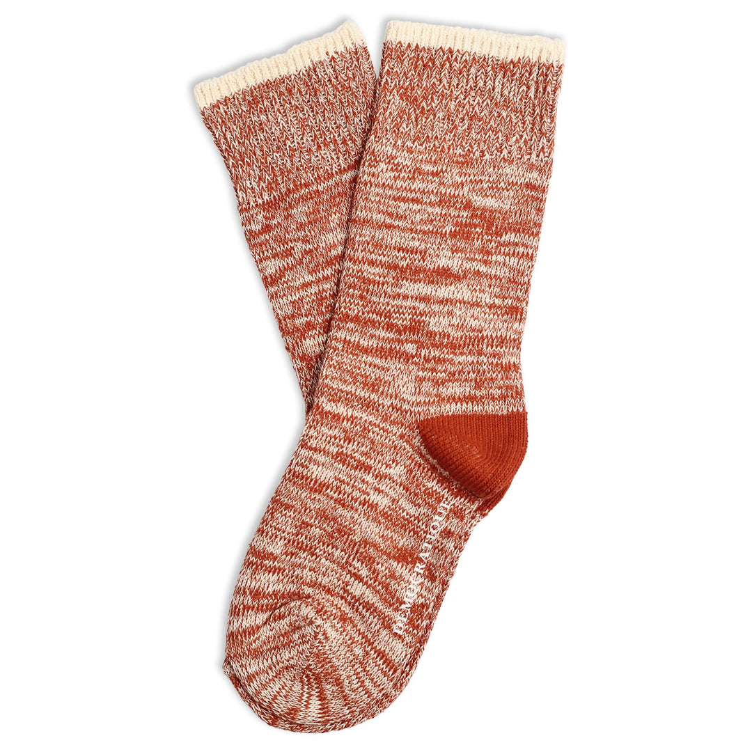 Relax Twister Knit Melange Socks Burnt Rust / Off White - Democratique Socks