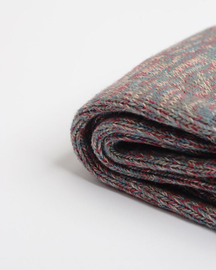 Democratique Socks Relax Chunky Flat Knit Supermelange Organic Cotton Army / Petroleum / Light Rosso / Light Orange - Democratique Socks