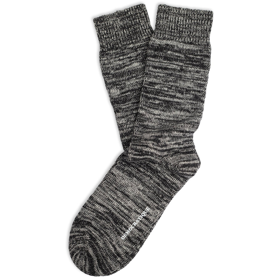 Relax Chunky Flat Knit Supermelange Socks Black / Light Grey Melange / Off White / Charcoal Mel. - Democratique Socks