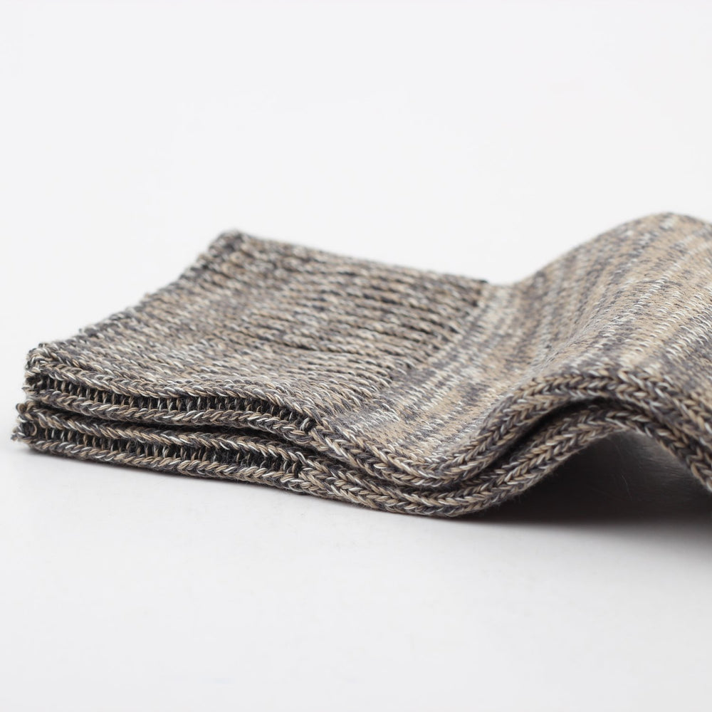 Relax Chunky Flat Knit Supermelange Socks Charcoal / Khaki / Off White - Democratique Socks