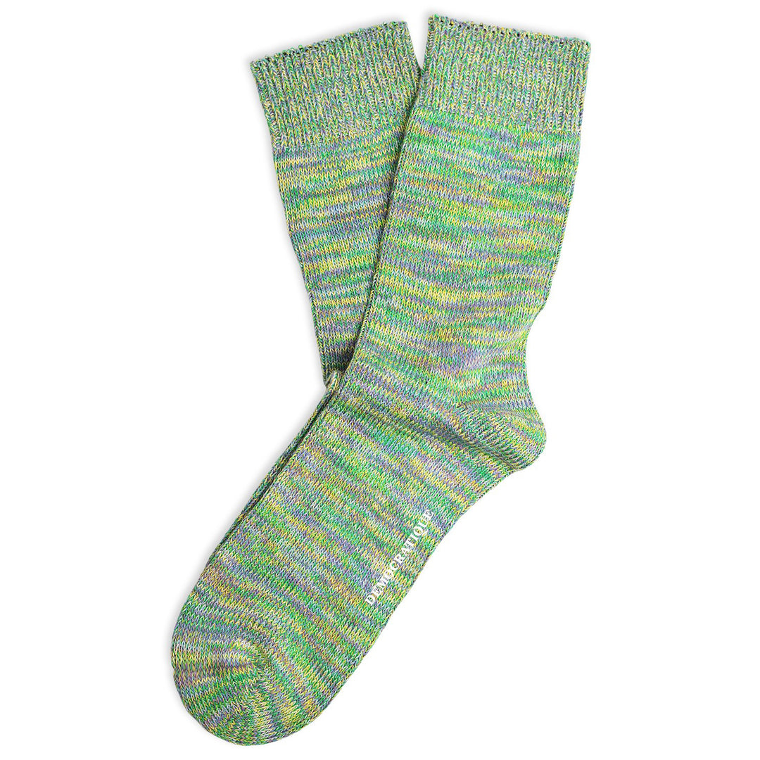 Relax Chunky Flat Knit Supermelange Socks Clear Purple / Sunshine  Yellow / Grass Green / Palm Springs Blue / Off White - Democratique Socks