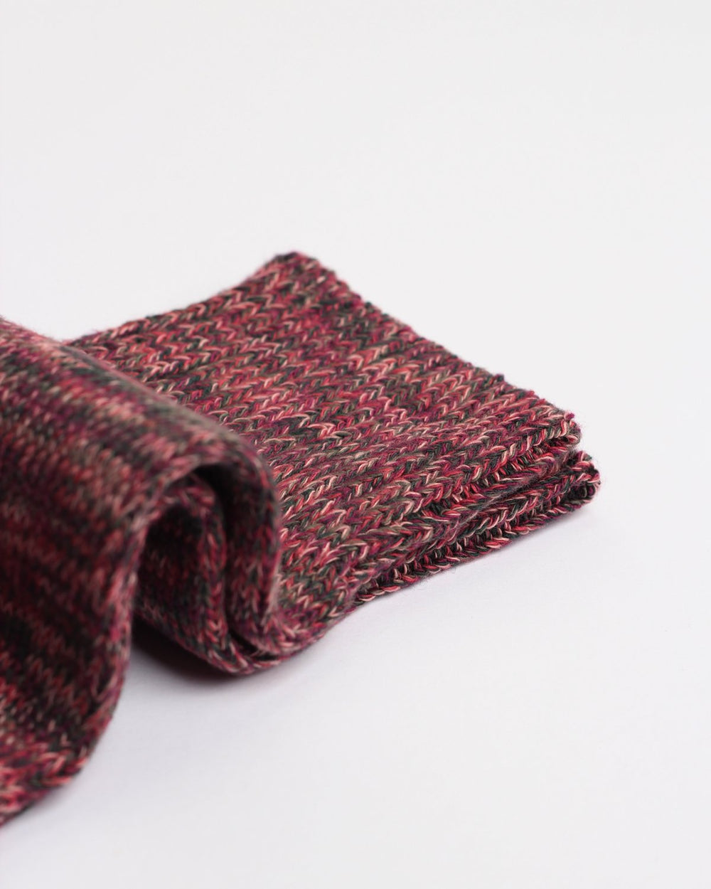 Democratique Socks Relax Chunky Flat Knit Supermelange Organic Cotton Forrest Green - Army - Wild Berry - Light Rosso - Skin - Democratique Socks