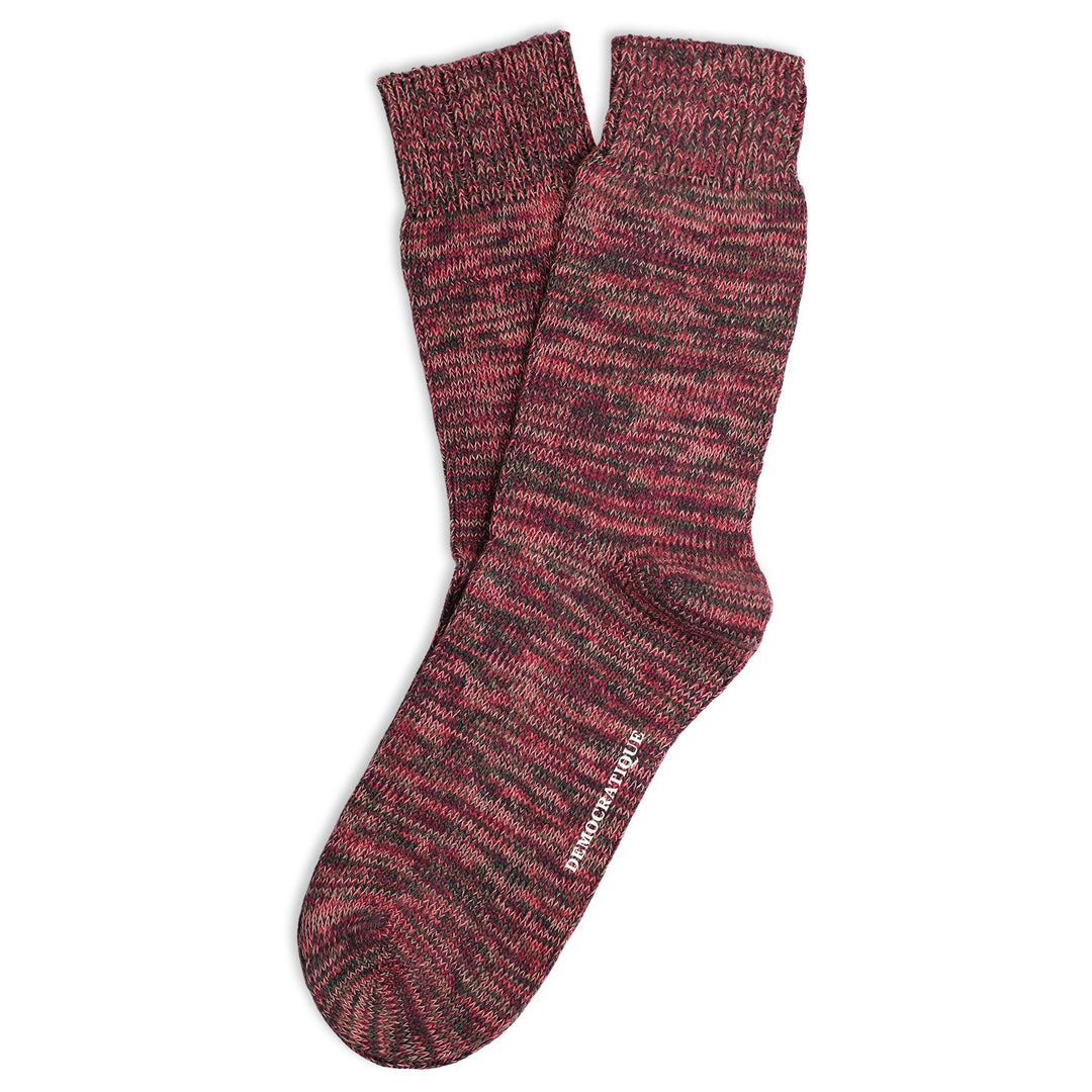 Relax Chunky Flat Knit Supermelange Socks Forrest Green / Army / Wild Berry / Light Rosso / Skin - Democratique Socks