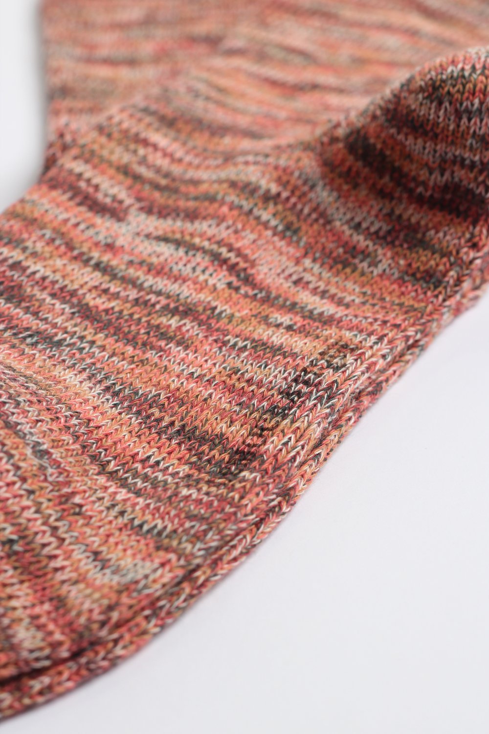 Relax Chunky Flat Knit Supermelange Folehaven Apricot / Dyrehaven Rust / Forrest Green / Off White / Watermelon - Democratique Socks
