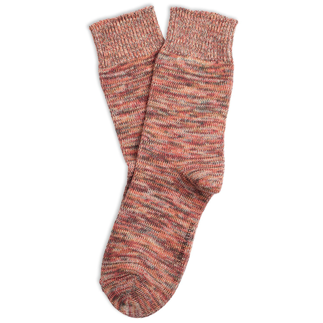 Relax Chunky Flat Knit Supermelange Folehaven Apricot / Dyrehaven Rust / Forrest Green / Off White / Watermelon - Democratique Socks