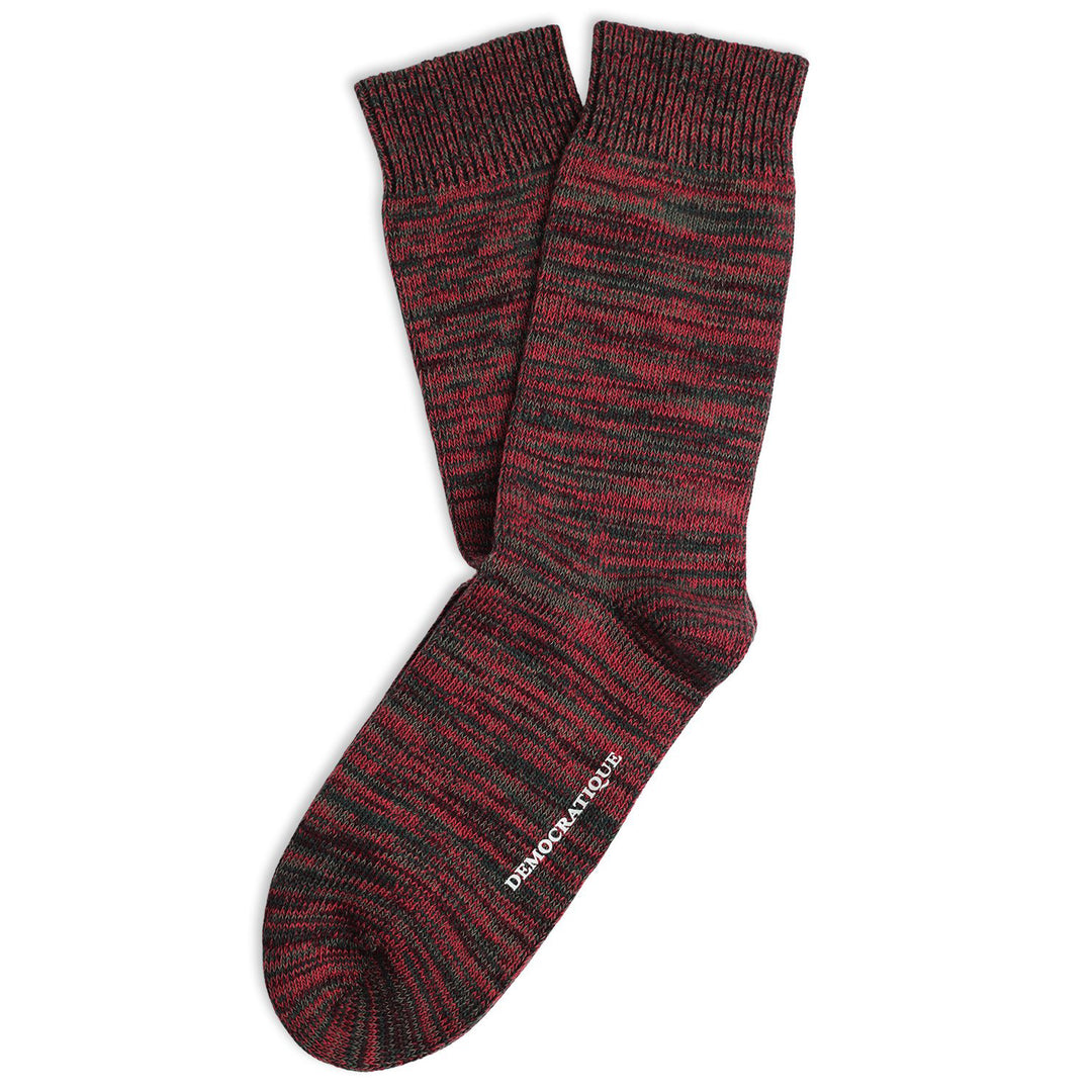 Relax Chunky Flat Knit Supermelange Socks Forrest Green / Light Rosso / Heavy Rosso / Army - Democratique Socks