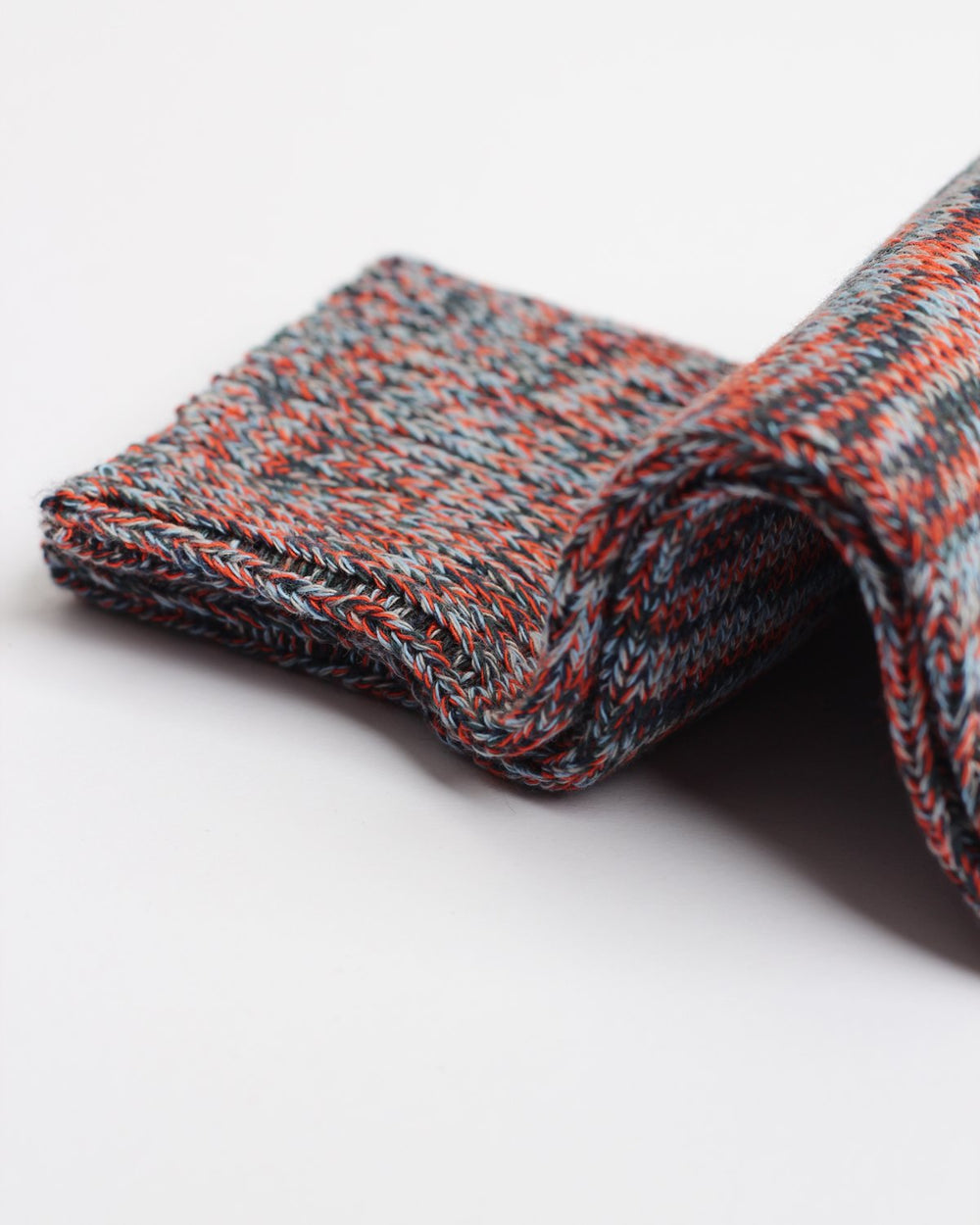 Democratique Socks Relax Chunky Flat Knit Supermelange Organic Cotton Forrest Green - Okker Orange - Stone - Navy - Palm Springs Blue - Democratique Socks